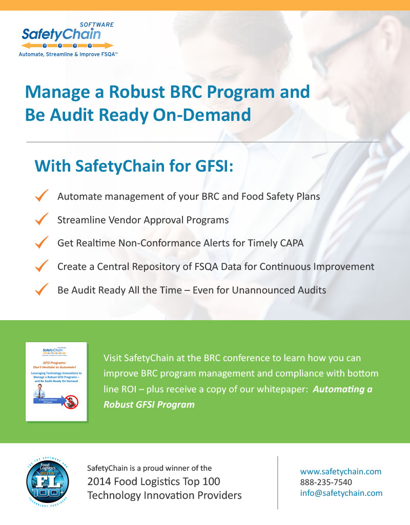 SafetyChain Software BRC Ad 2015