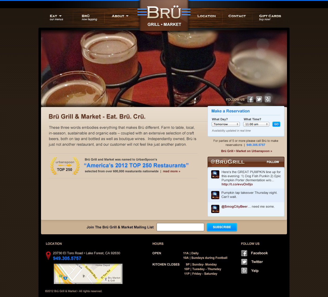 Bru Grill & Market Website Design